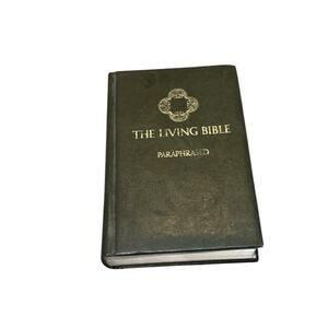 Vintage The Living Bible Paraphrased English Holy Bible Green Gold 1973 Retro